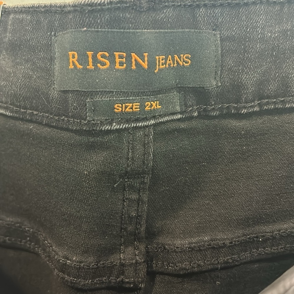 Risen Jeans Black High Waist Distressed Long Shorts NWT - Picture 4 of 6